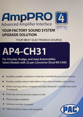 NEW PAC AmpPRO AP4-CH31 Aftermarket Amplifier Interface to select 2010+ Chrysler - Picture 1 of 2