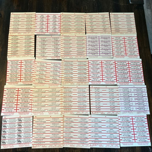 LARGE LOT OF 250 ORIGINAL JUKEBOX RECORD TITLE STRIPS - 25 Sheets Of 10 #927