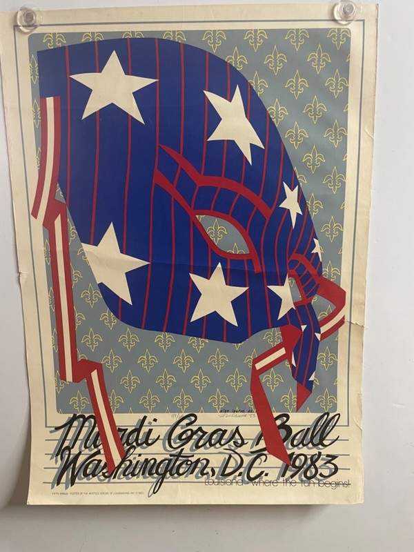Mardi Gras Ball Washington DC Poster 1983 signed Alan Laurie numbered 5th Annual
