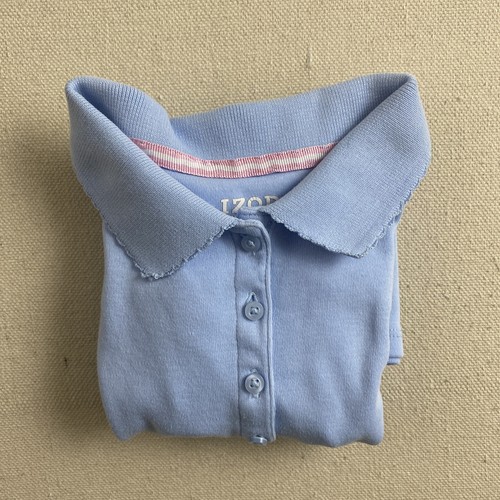 Izod Girls Short Sleeve Polo T Shirt School Uniform Size S 7/8 Baby Blue - Picture 11 of 12