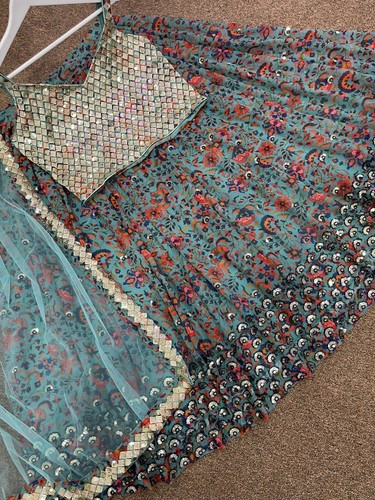 INDISCHE ETHNISCHE HOCHZEIT PARTYKLEIDUNG LEHENGA CHOLI LENGHA BLUSE NAVRATRI SPECIAL - Bild 7 von 11