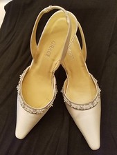 Stunning White silk Grace Amore slingbacks for wedding or special occasion shoes