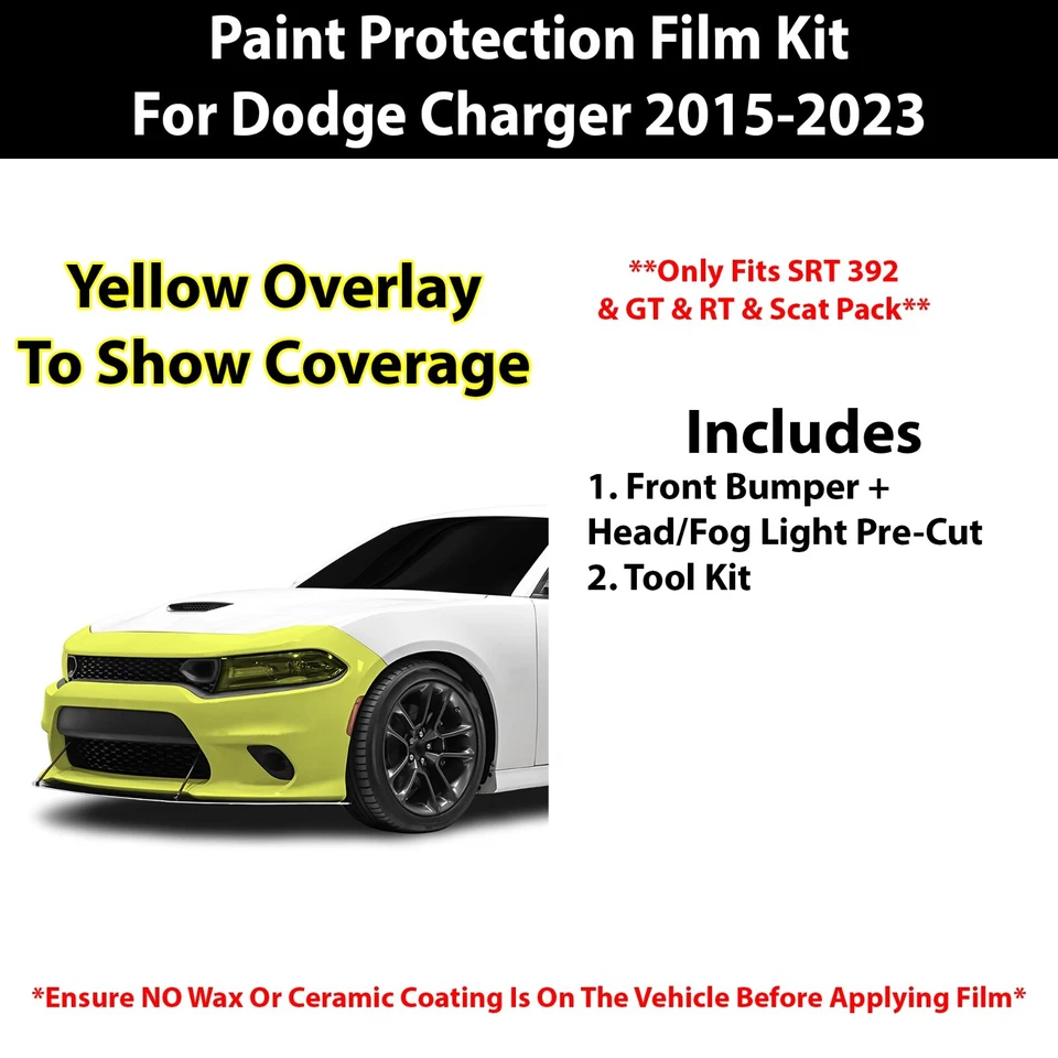 Pre Cut Paint Protection Film Clear Bra PPF for Dodge Charger SRT 2015-2023 - Image 2 of 4