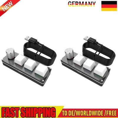 3 Key 1 Knob Programming Macro Custom Knob Keyboard RGB Macropad (White 3 Keys)