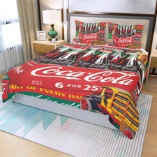 Coca-Cola Vintage Classic Print Duvet Cover Set (3Pcs) Quilt Cover & Pillowcase