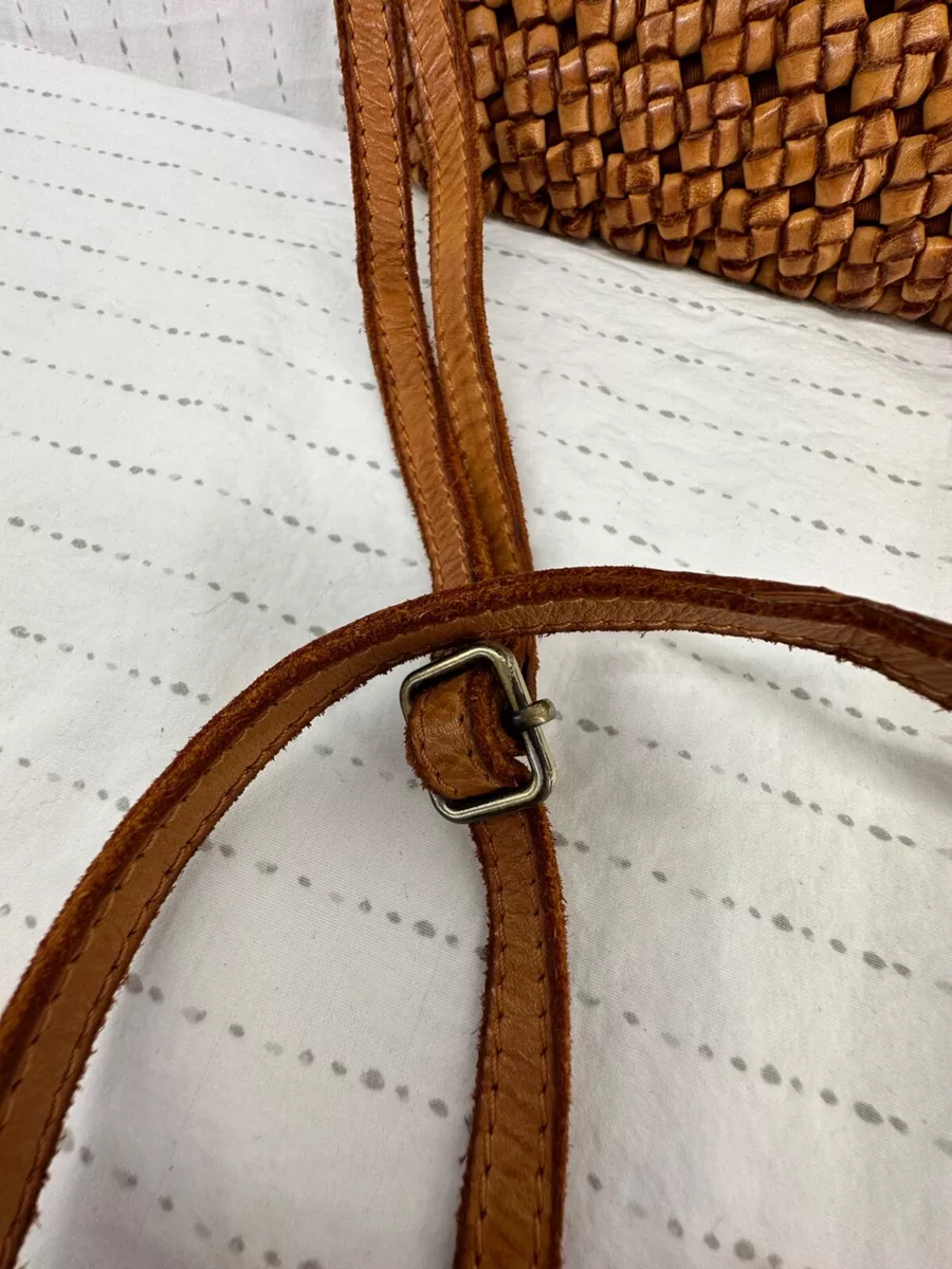 T.J. Maxx Brown Leather Crossbody Bag Purse Knot Detail Adjustable Strap  Pockets