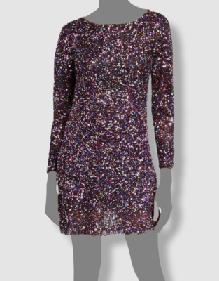 $528 Parker Women's Black Long Sleeve Exeter Open Back Sequin Dress Size 2  | eBay