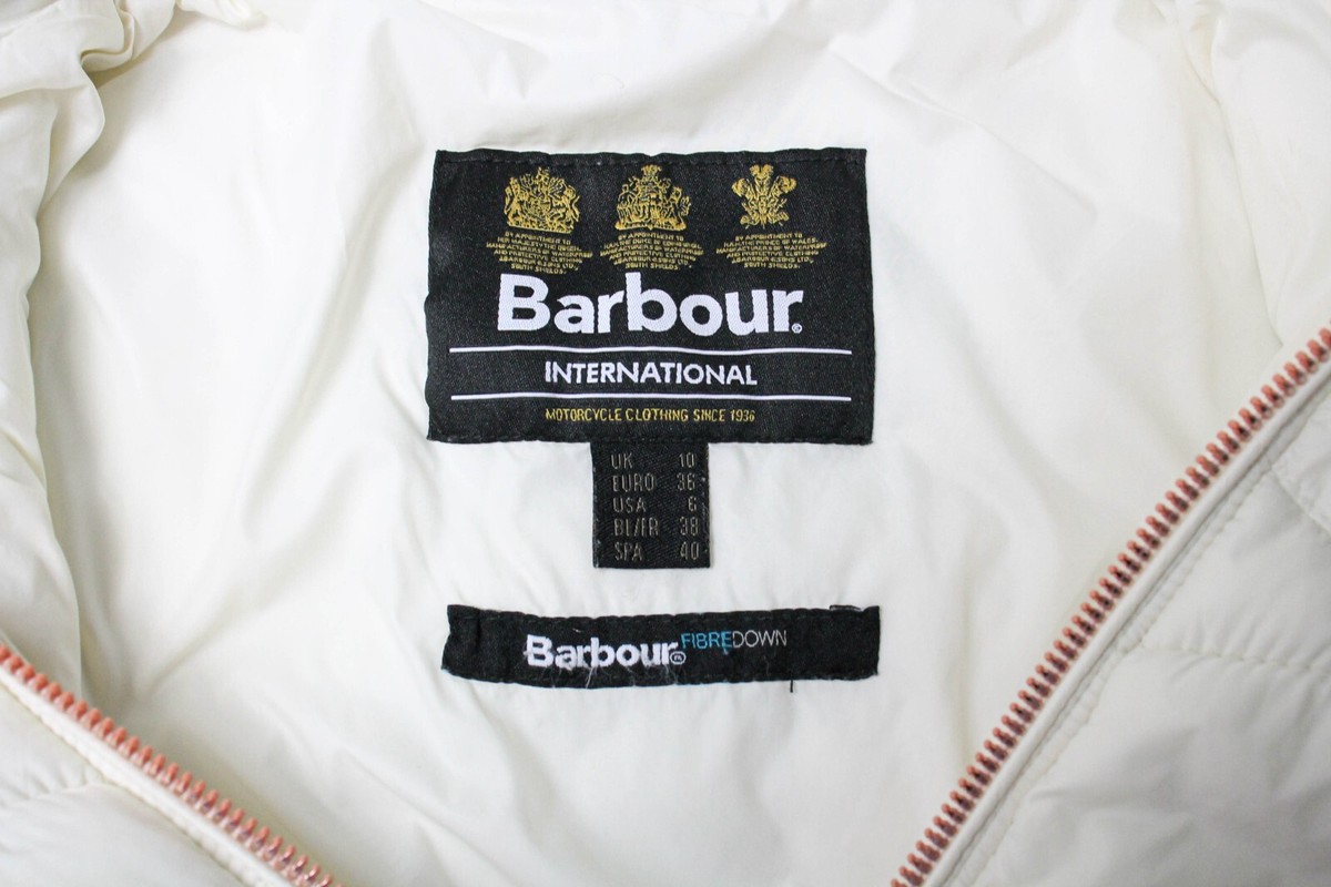 BARBOUR International Jacket Women's EU 36 White Hooded Full Zip