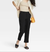 Women's A New Day High-Rise Slim Straight Pintuck Black Ankle Pants 4 Retail 30