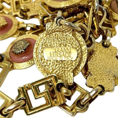 GIANNI VERSACE Vintage Medusa Logo Chain Belt Accessory Gold Metal