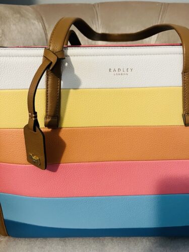 Radley London Chartwell Stripe Medium Zip Top Tote Bag Handbag Office Purse New - Picture 2 of 11