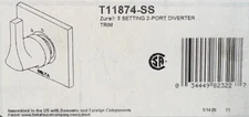 Delta T11874-SS Zura Three Function Diverter Valve Trim - Brilliance Stainless