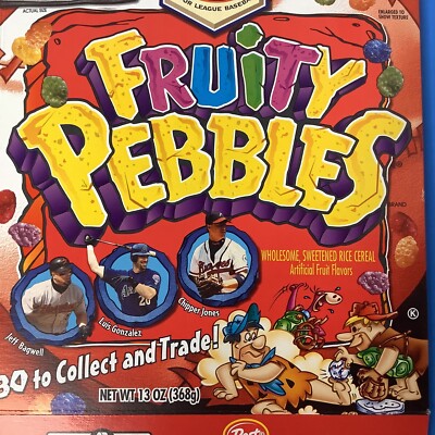2003 empty Fruity Pebbles cereal box front Sammy Sosa Jones