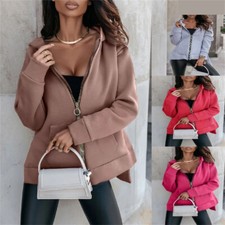 Womens Fall Hoodie Full Zip Coat Long Sleeve Sweatshirt with Pockets Winter Tops