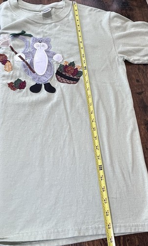 Damen Vintage T-Shirt bestickt Applikation Katze Herbst Herbst Gr. Medium Gildan - Bild 15 von 18