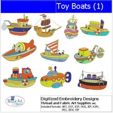 Embroidery Design Set - Toy Boats(1) - 10 Designs - 9 Formats - USB Stick