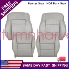 Front Driver Passenger Leather Seat Cover Gray For 2003-2007 Honda Accord 4DR