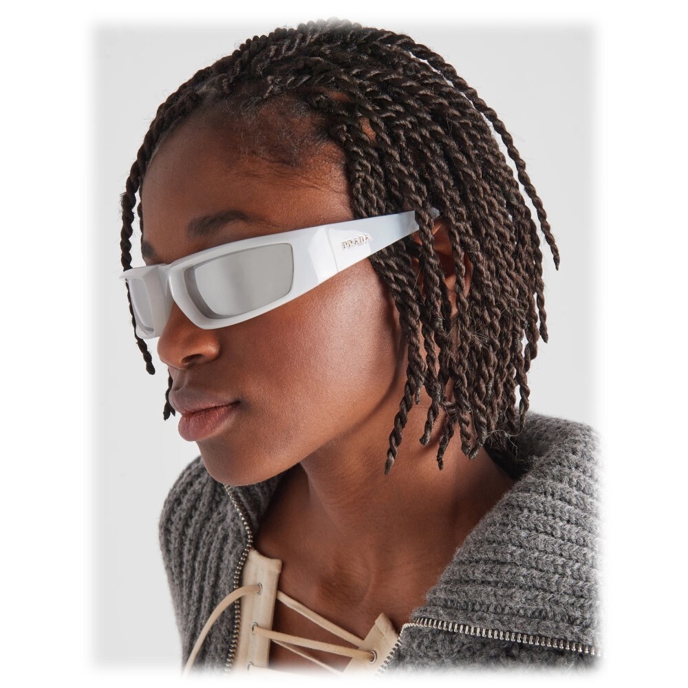 Prada Rectangular Sunglasses - Opalescent White C… - image 1