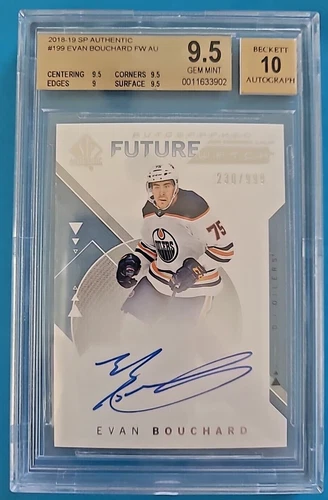 2018-19 Evan Bouchard SP Authentic #199 Future Watch Auto RC /999 BGS 9.5/10 GEM
