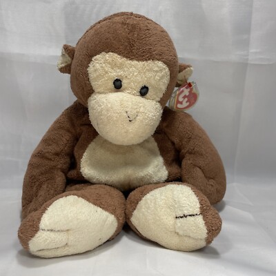 LARGE DANGLES the MONKEY - TY PLUFFIES - MINT with MINT TAGS (APPROX. 14 INCHES)