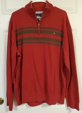 TOMMY HILFIGER men's 1/4 zip mock neck red pullover sweater XXL with logo