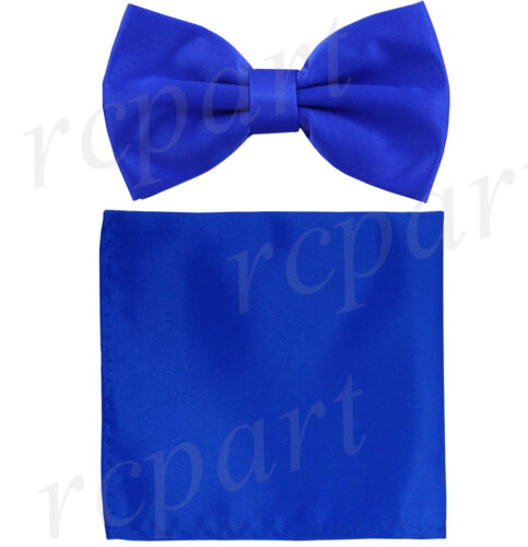 Brand Q New Men's microfiber Pre-tied Bow Tie & Hankie set Royal blue formal - Picture 1 of 4