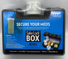 NEW Safer Lock Box Safe Case Medication Secure 4 Digit Combination Locking Cap