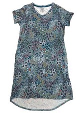 Womens Soft Blue Paisley Floral Print Nightgown Night Gown