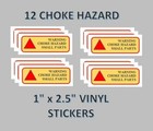 12 Stickers for Choke Hazard Warning 1" x 2.5" Vending Vendstar Candy Machine
