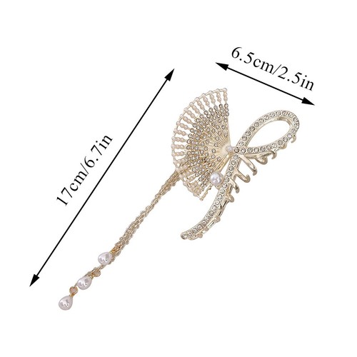 Women Rhinestone Pearls Metal Hair Claw Shark Clip Hair Clip Hair Accessories ✯ - Picture 18 of 46