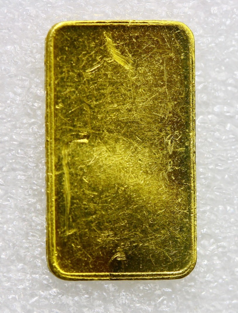 VINTAGE UBS SWISS UNION BANK OF SWITZERLAND GOLD BAR 1g 999.9 GOLD