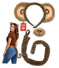 Monkey Ears Headband  Tail, Brown, Halloween Costume