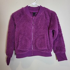 All In Motion Purple Quilted Fleece Zip-Front Jacket w/Pockets Girls 8