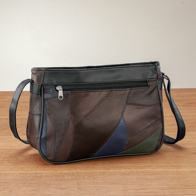 Black Multi-Color Patch Leather Shoulder Bag | eBay