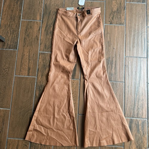 L&B Lucky Blessed Laredo Faux Leather High Waisted Western Flare Pants Size 12 - Picture 1 of 13