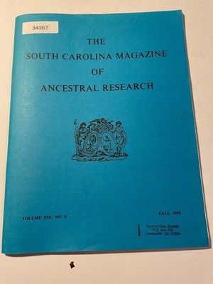 South Carolina Magazine of Ancestral Research 1991 Volume XIX No.4 Holoomb