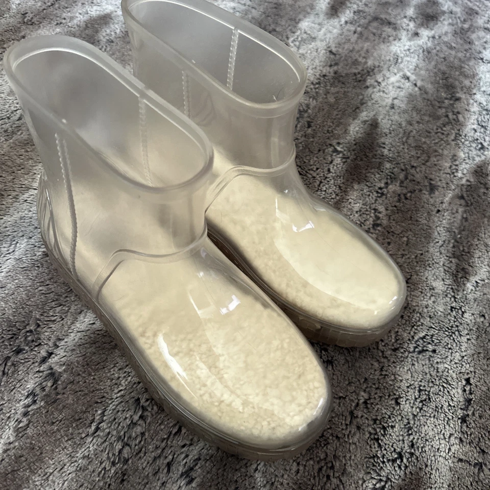 UGG Drizlita прозрачный водонепроницаемый резиновый дождя ботинки стриженный мех стельки и носки женщин 7 - Изображение 3 из 4