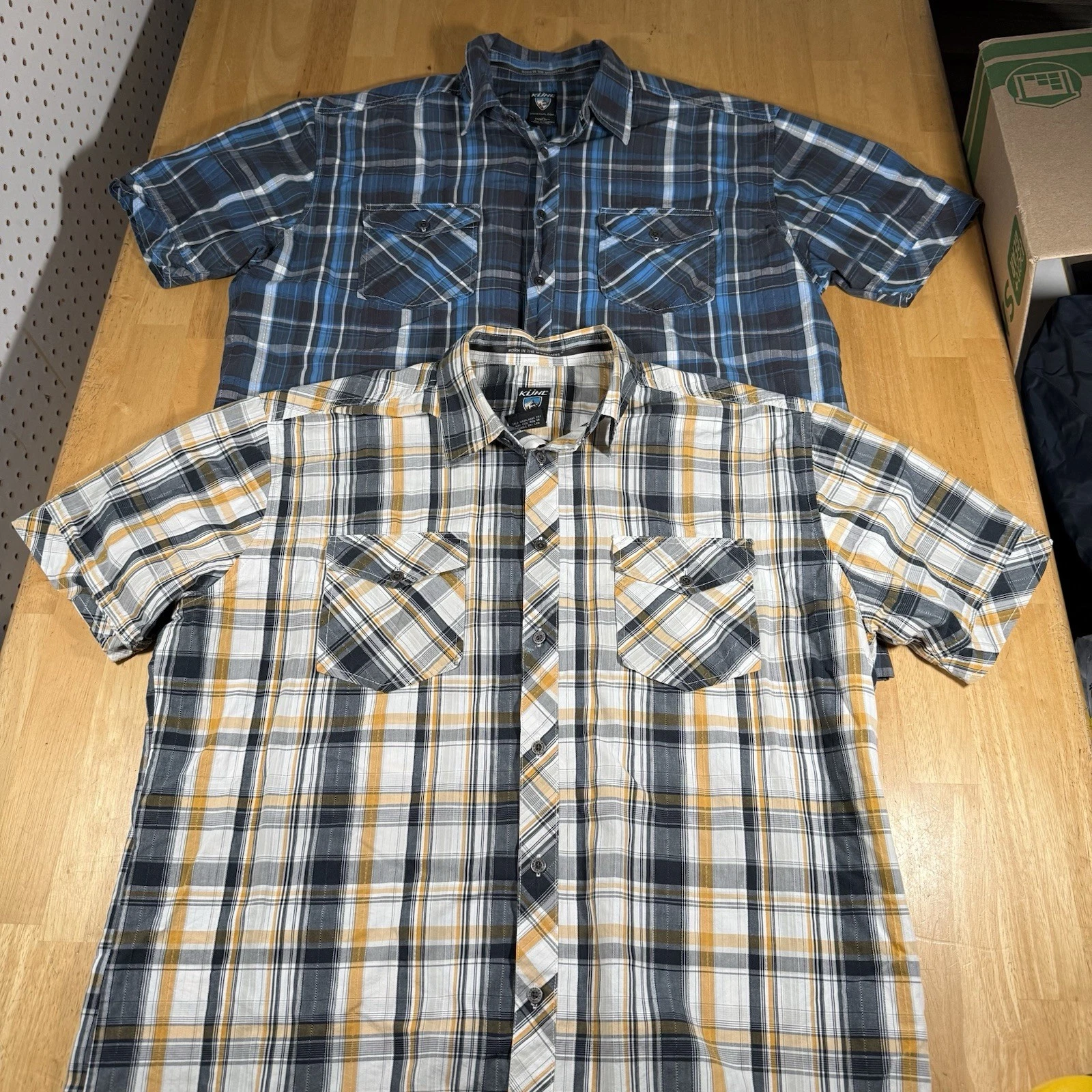 Kuhl Men's Plaid Button Up Shirts Lot of 2 Size XL Short Sleeve Hiking Casual
