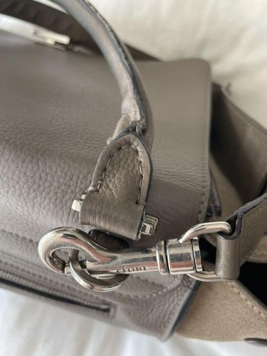 CELINE Trapecio Cuero Gamuza Bolso de Mano 2 Vías Bolso de Hombro Gris... - Imagen 7 de 10