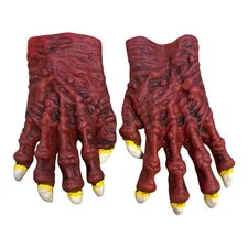 Monster Devil Claws Paper Magic Halloween Red Latex Gloves 2002 - Adult One Size