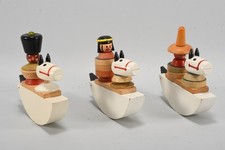 C49Y21- 3x Vintage Drewniana zabawka do układania w stosy lata 70. 