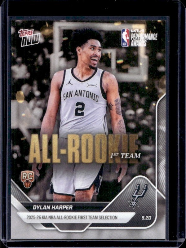 2025-26 Topps Now Dylan Harper Performance Awards Rookie RC #AR04 Spurs