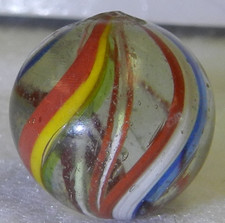  20539m Rare Red and White Latticino Swirl German Handmade Marble .70 In Mint--