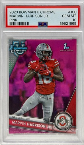 2023 Bowman U Chrome #100 Marvin Harrison Jr Rookie Pink Refractor PSA 10 Gem Mt