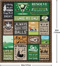 Hocgiwd Brand Golf Gifts Novelty Fleece Plush Throw Blanket 50x60 Sealed