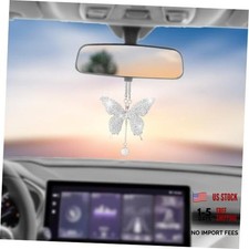 Bling Butterfly Diamond Car Hanging Accessories, Crystal Auto Rear View white