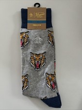 NWT An Original PENGUIN by Munsingwear Socks NOVELTY TIGER Collegiate Lt Grey
