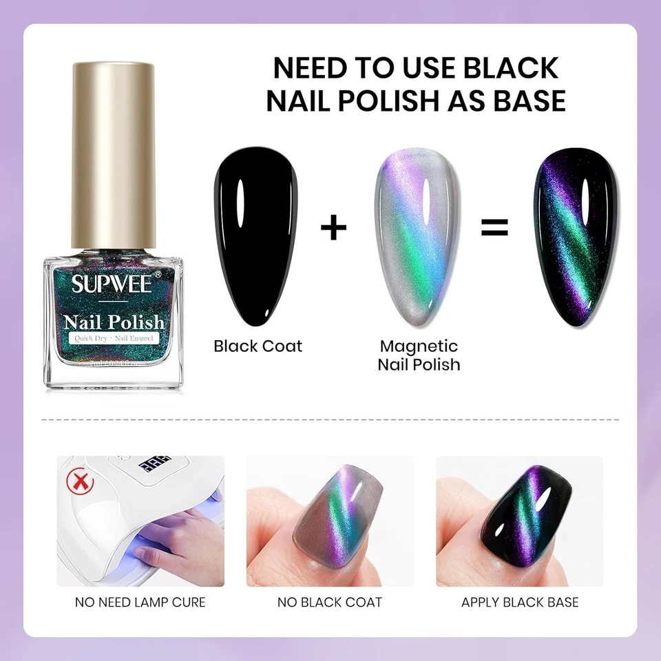 Cat Eye Nagellack 6 Farben Schnell Trocknend Magnet UV frei Hochglanz Holografis - Bild 3 von 4