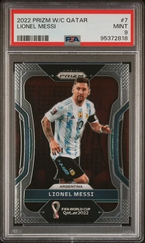 2022 Panini Prizm FIFA World Cup Qatar Lionel Messi #7 PSA 9 Mint