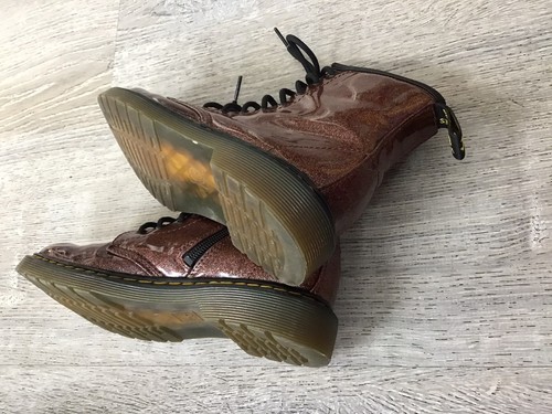 Dr. Martens Youth Boots Girls Size 5 Mauve Glitter J Rays 1460J Combat Boots Zip - Picture 12 of 12